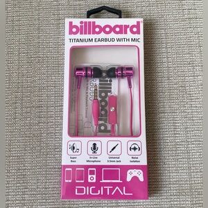 billboard Pink Titanium Earbuds with Mic